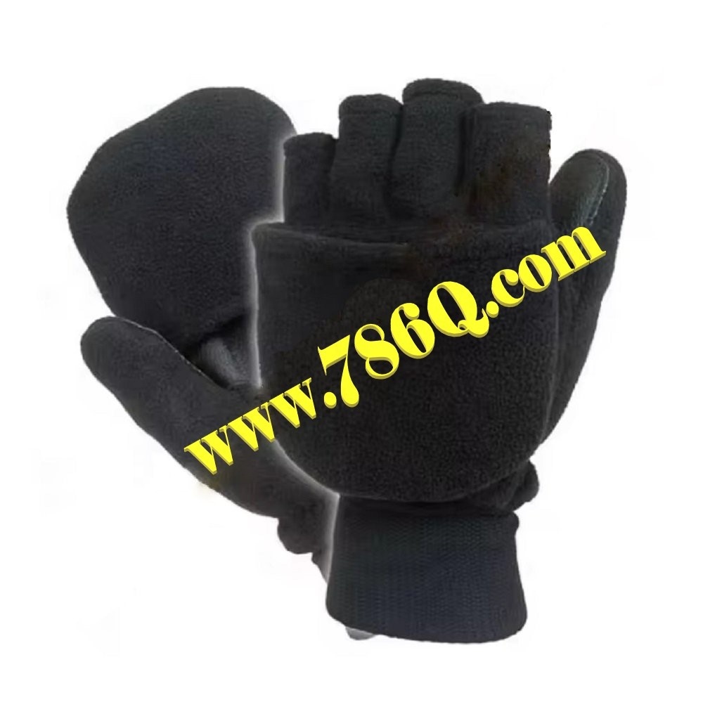 Thermo-Fleece-Lederhandschuhe mit Halbfingern
