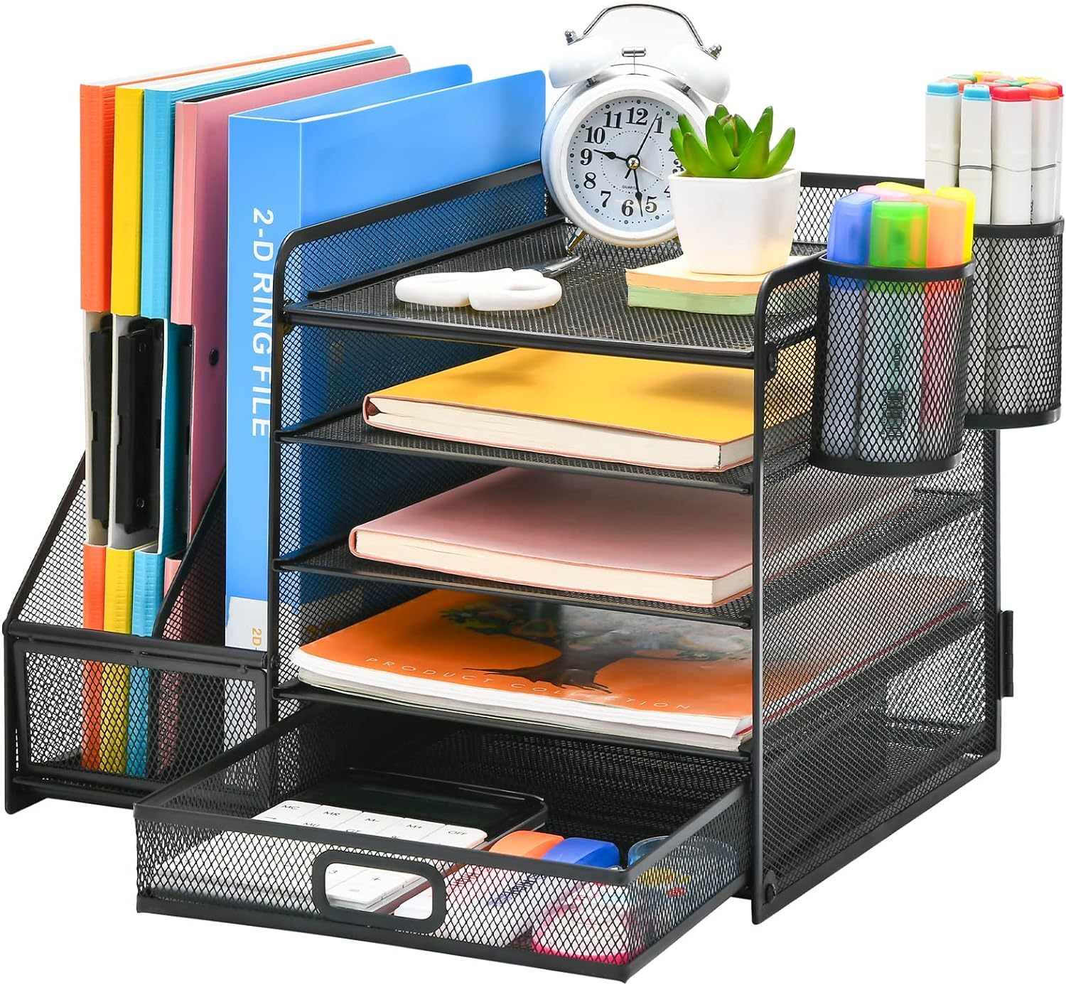 Manufacture 5-Tier Metal Mesh Desk Organizer With Drawer