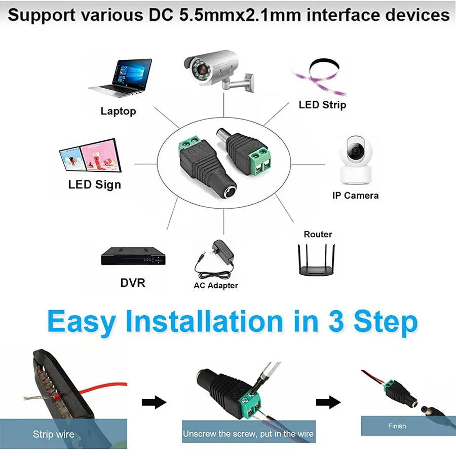 5pairs DC 12V Weibliche Und Männliche Anschlüsse 5 3