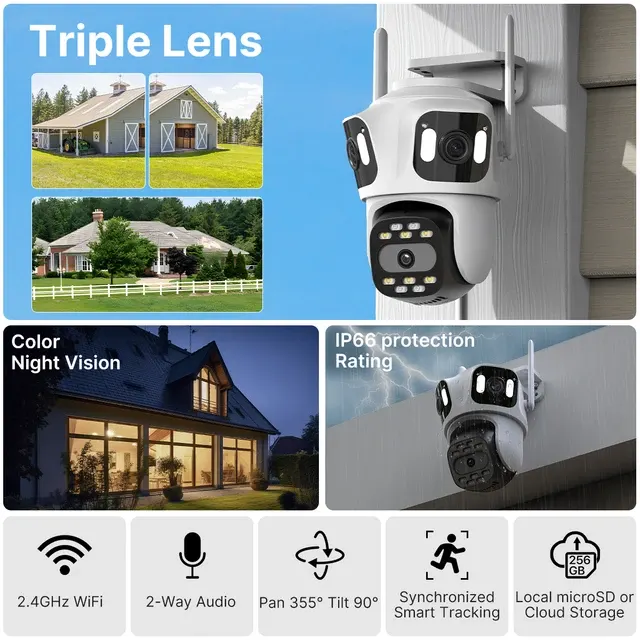 Outdoor Triple-Lens PTZ Security Camera 2