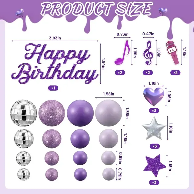 Glitter Cake Topper Set 2