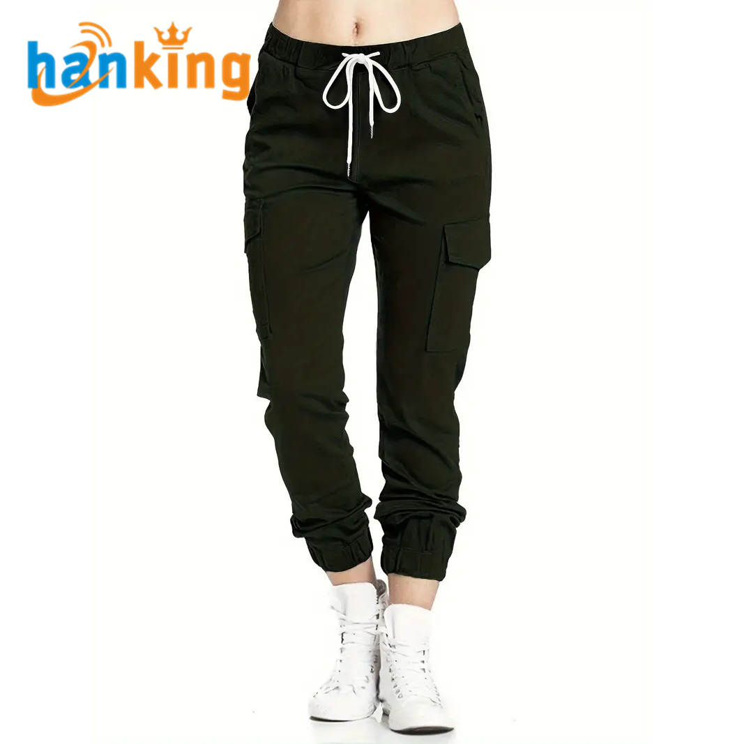 Women's Drawstring Cargo Pants with Pockets 3