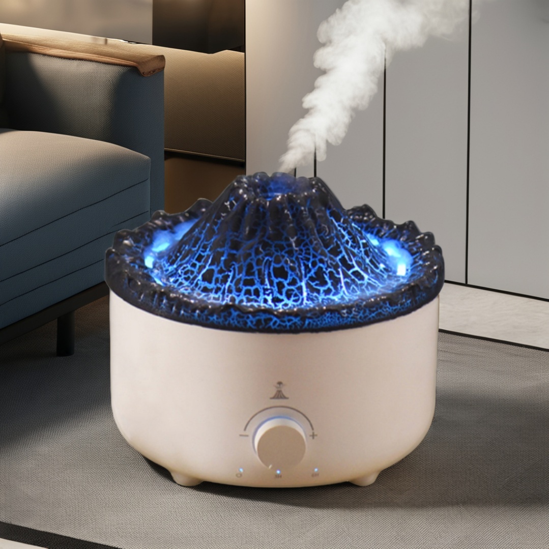 1-Year Rechargeable Flame Jellyfish Spray Water Humidifier Volcano