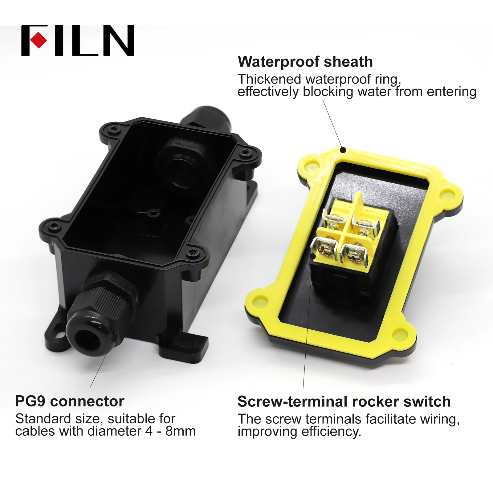 Waterproof Inline Rocker Switch with LED 3