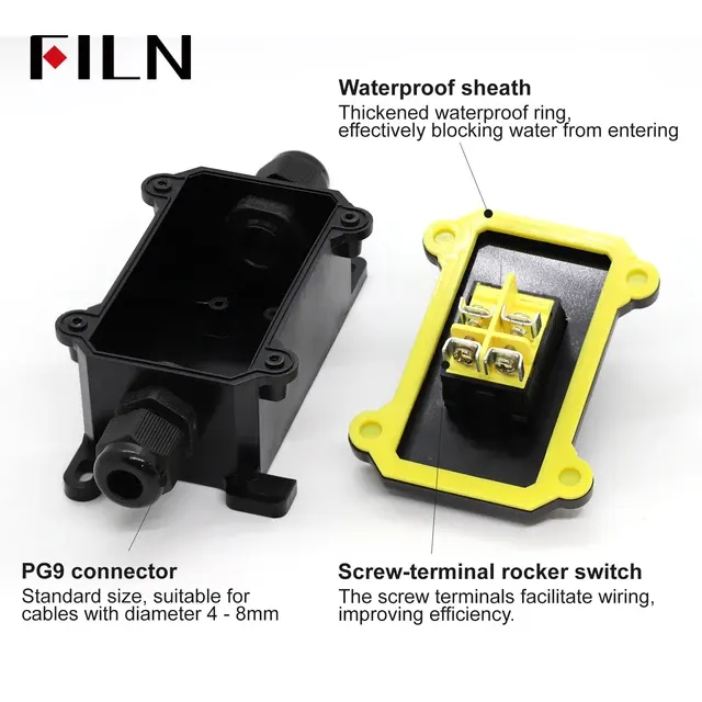 Wasserdichter Inline-Kippschalter mit LED, IP65 3
