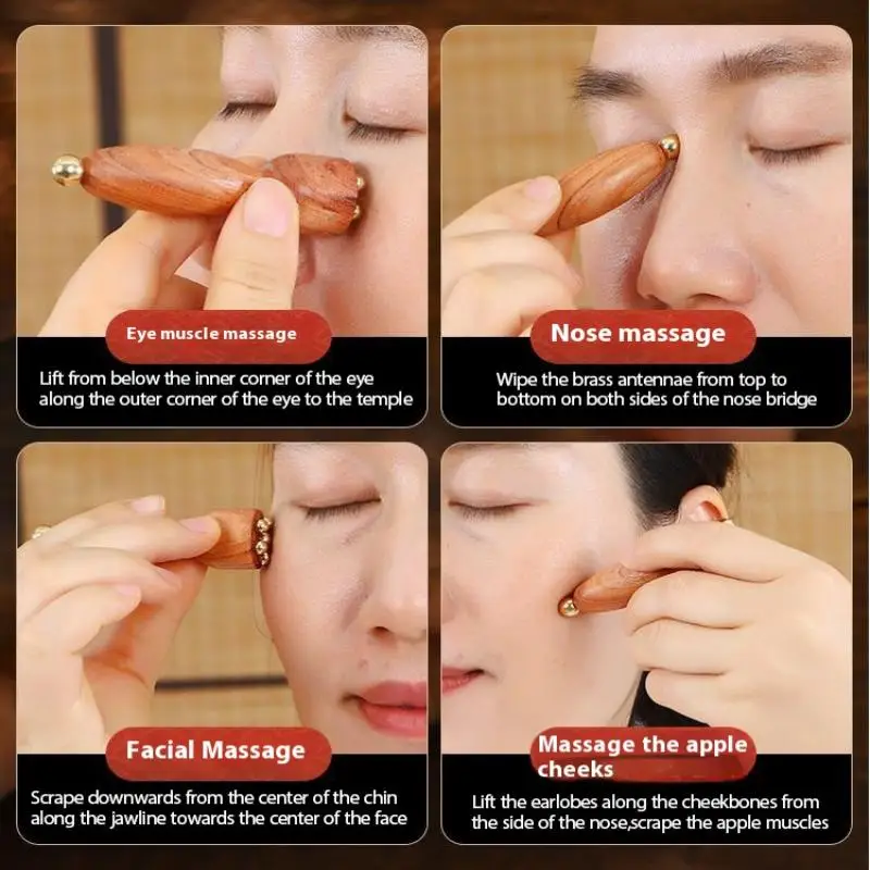 Messing Lotus Augenmassagestab Ein Gesichts-Gua-Sha-Werkzeug Handwerkzeug zur Augenentspannung 3
