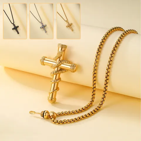 18k Gold Detachable Cross Snake Necklace Fashion Personality