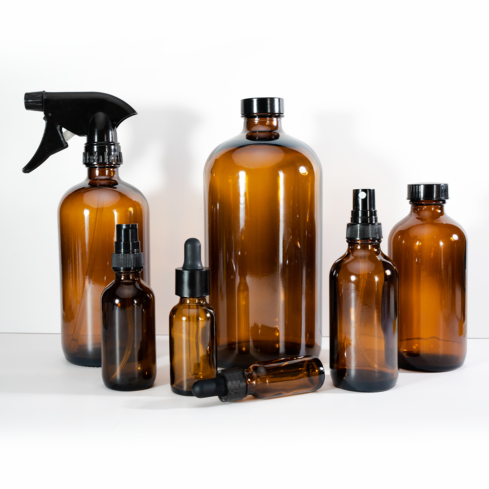 Clear Boston Round Bottle, Screw Lid