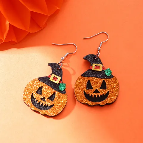Halloween Pumpkin Hat with Earrings