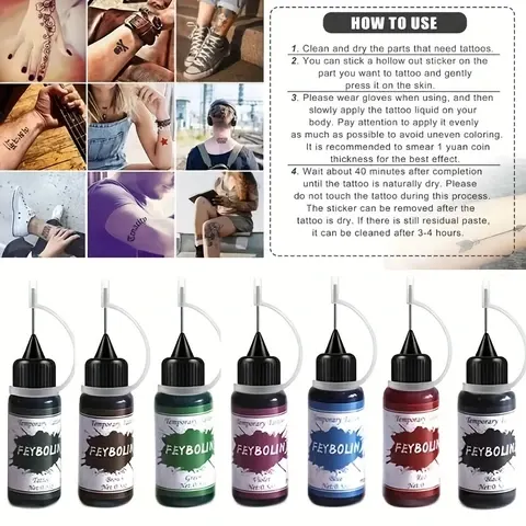 Bunte Tattoo-Saftpaste Einfach Anzuwendende Henna-Tattoos für Körperbemalung DIY-Tattoos