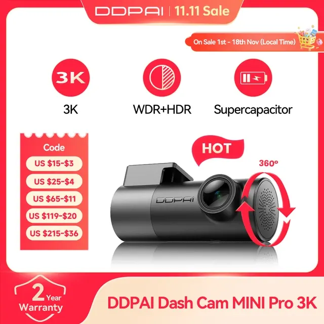 Mini Dashcam 1440P with Night Vision 2