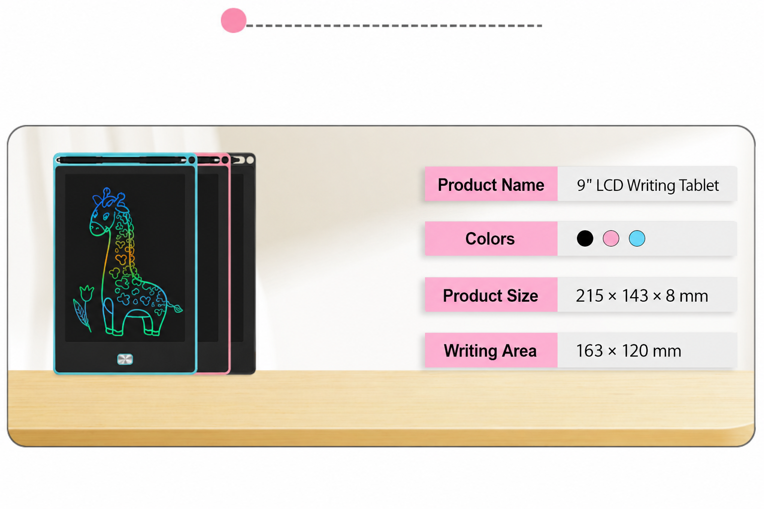 Rechargeable 9 Inch LCD Kids Writing Tablet 4