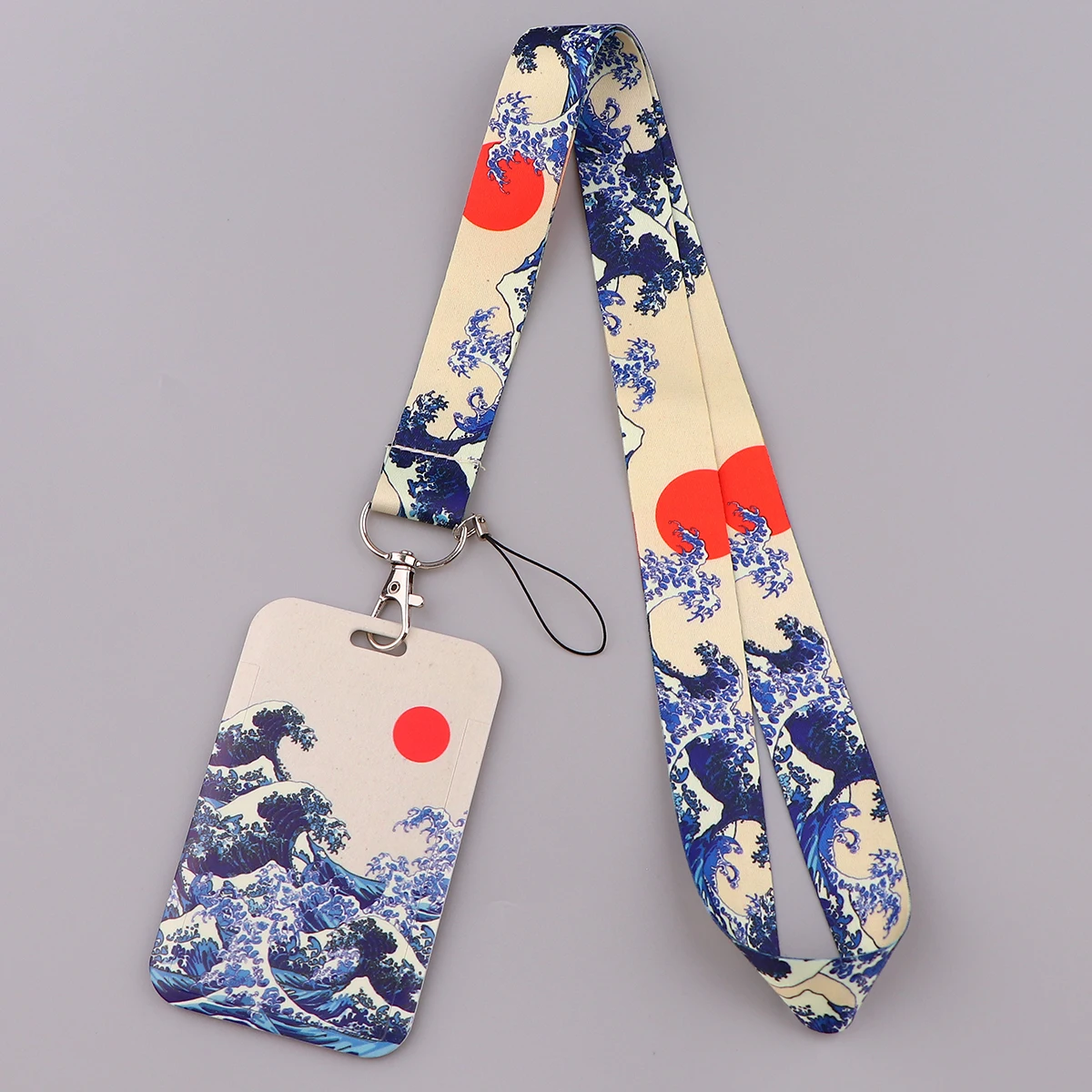 ER511 Blaue Wellen Malerei Kunst Schnalle Lanyard Kreditkarte