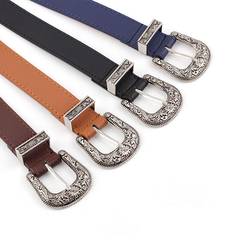 Vintage Women Faux Leather Belt with Buckle 2