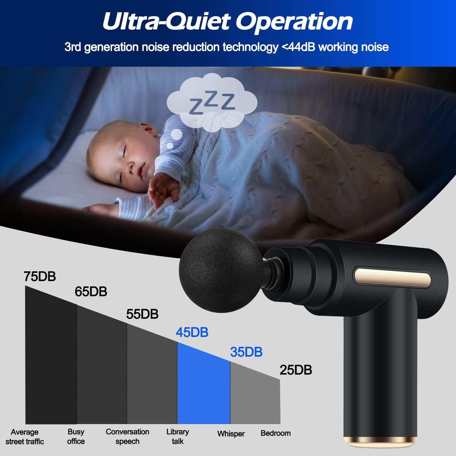 Mini Massagepistole mit 4 Aufsätzen 2