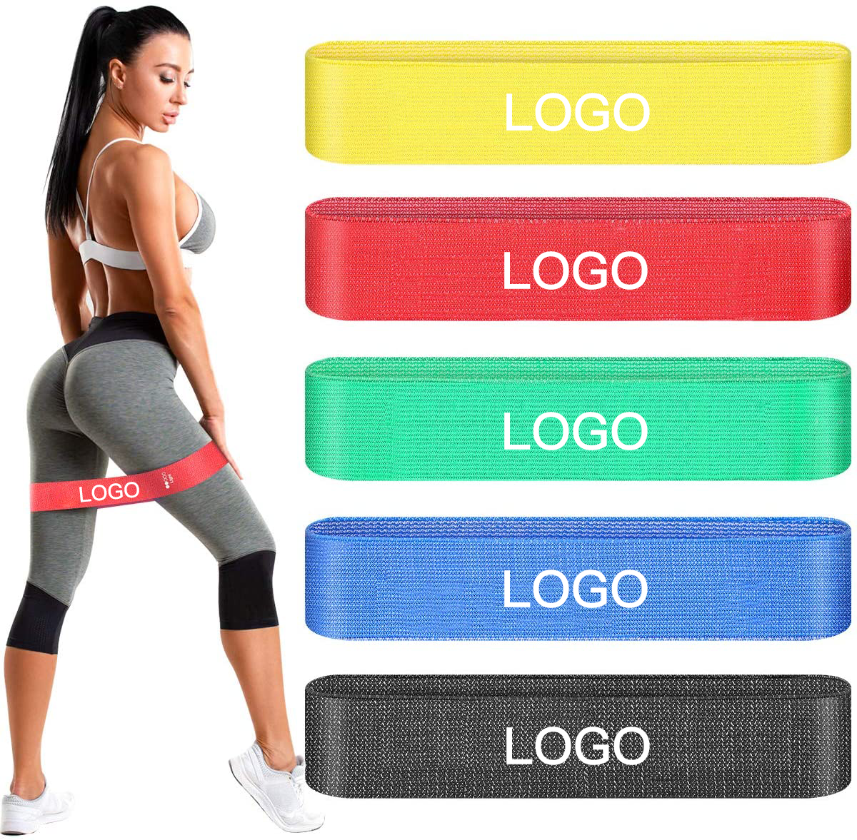 Colorful Fabric Mini Bands, Five Resistance Levels