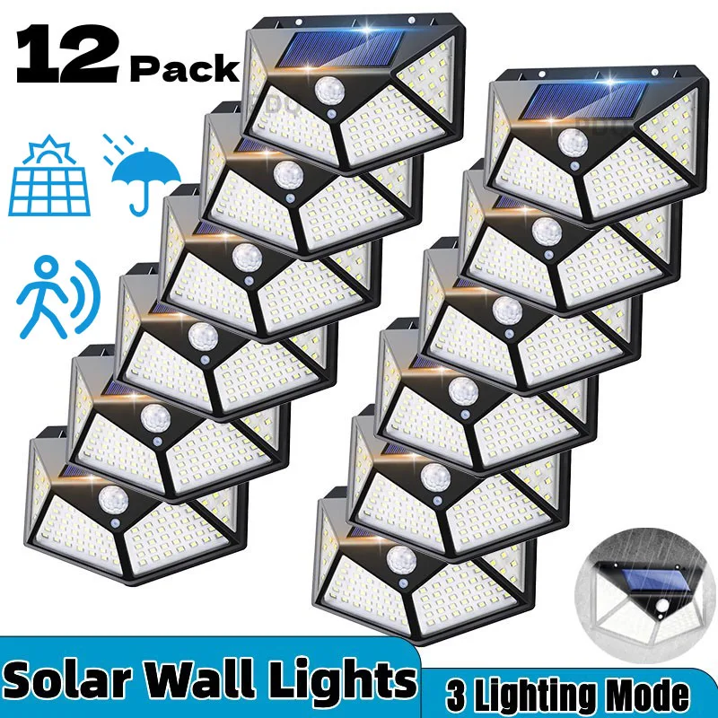 Solar-Wandleuchten für Außen, 100 LEDs