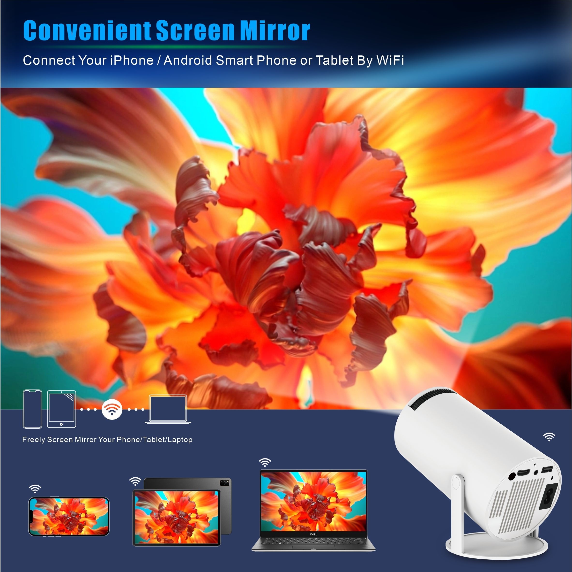 Mini 4K Projector with WiFi 4