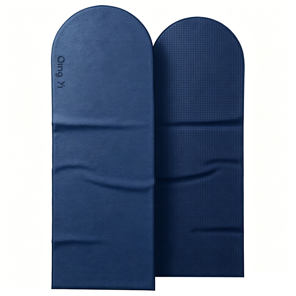 Women Navy Microfiber Yoga Mat Towel Non-Slip Absorbent