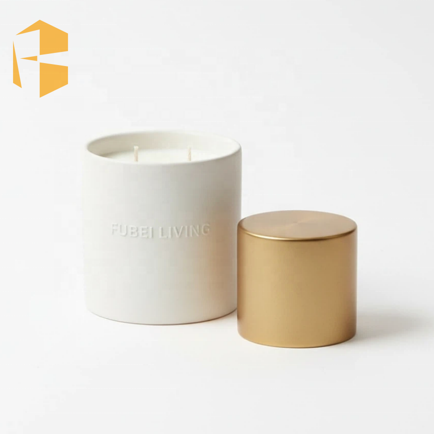 Luxury Matte Black-White Ceramic Candle Jar 4