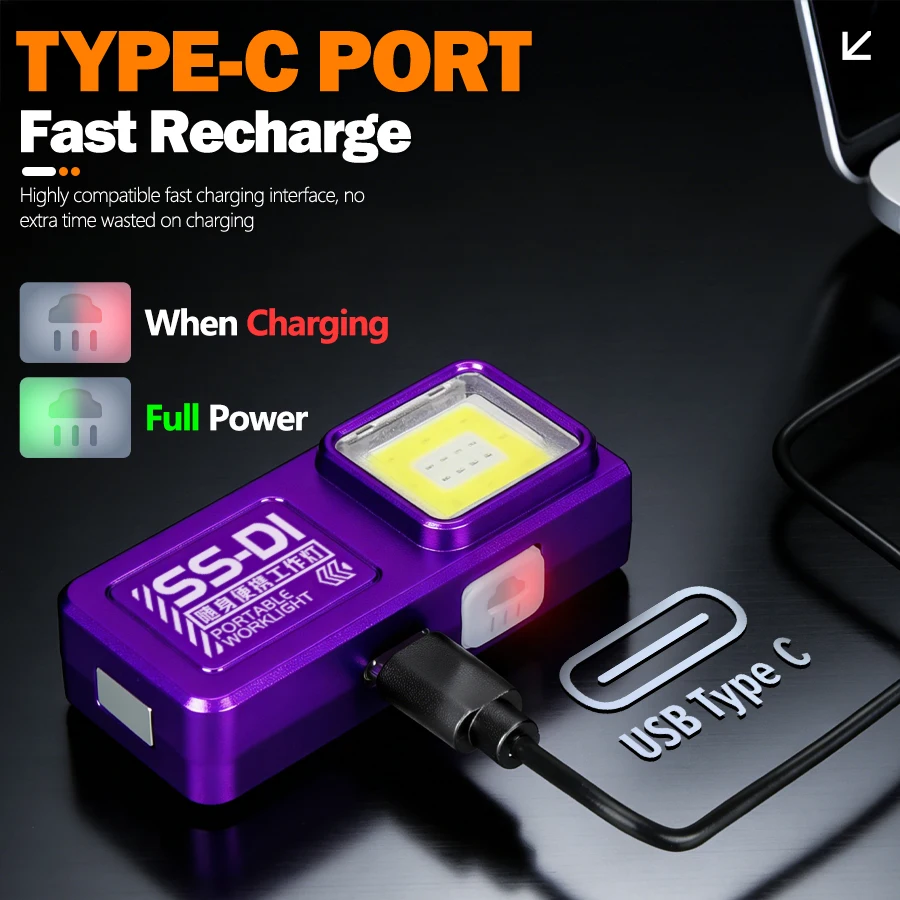 USB Rechargeable Magnetic LED Mini Flashlight 3