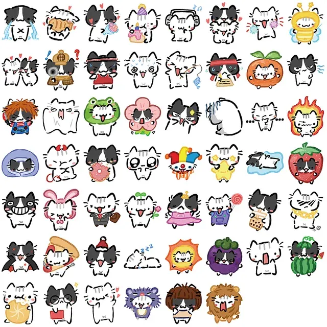 54 Kawaii Transparent Cat Stickers, Waterproof 3