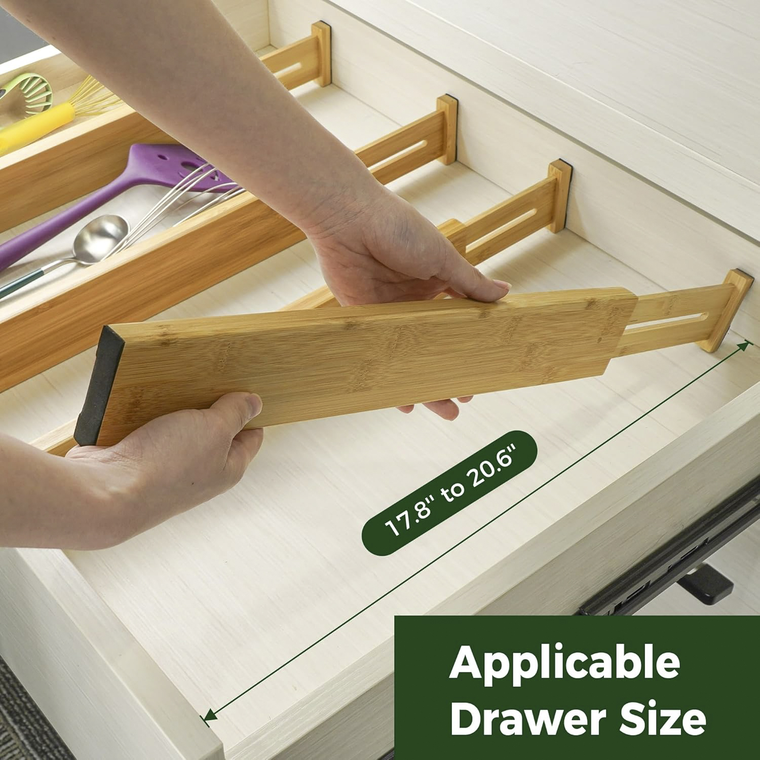 Expandable Bamboo Drawer Dividers, Modern Design 2