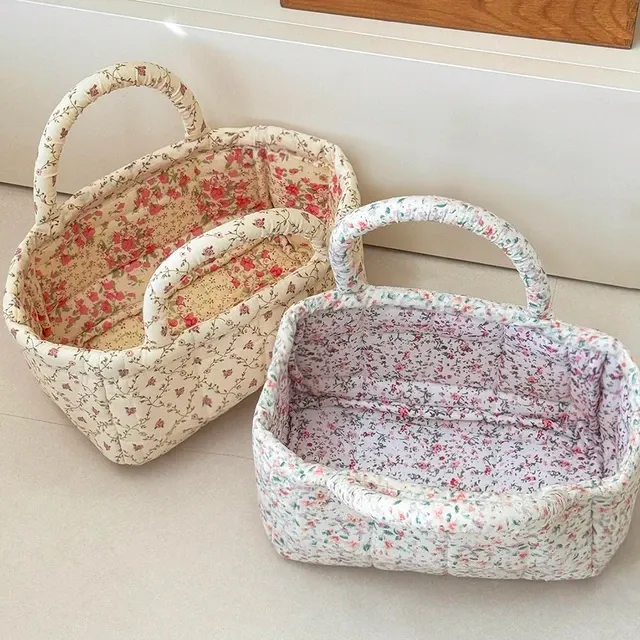 Airfriend Vintage Floral Foldable Storage Basket with Handle 2