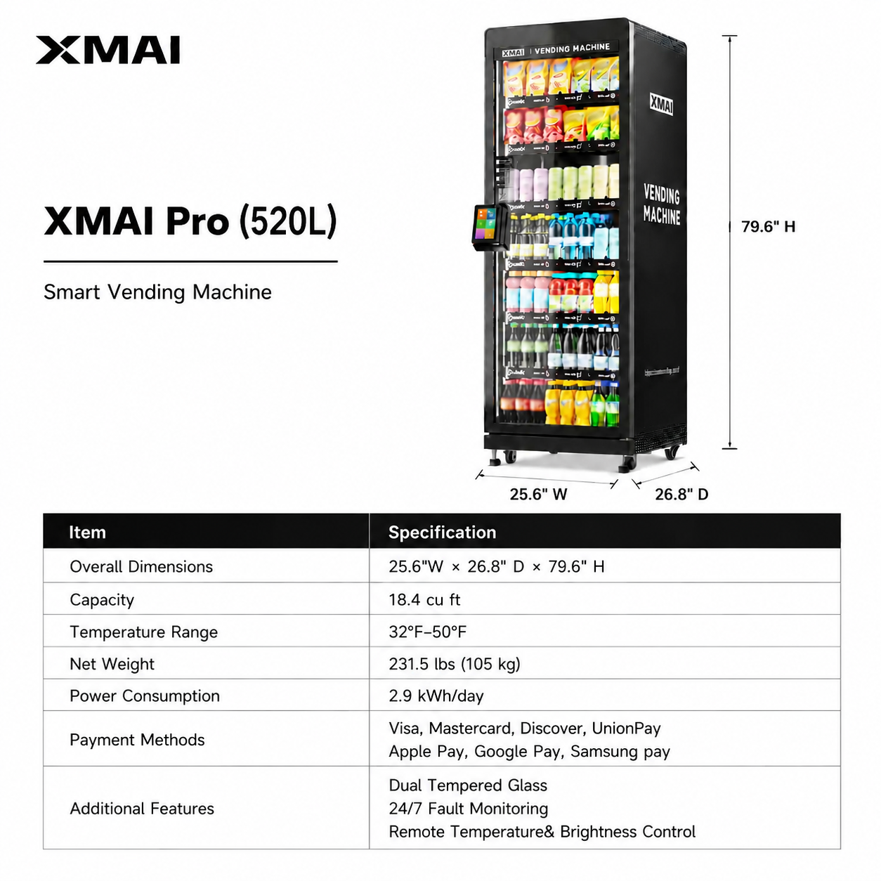 Intelligenter Kühl-Snackautomat 520 Liter 4
