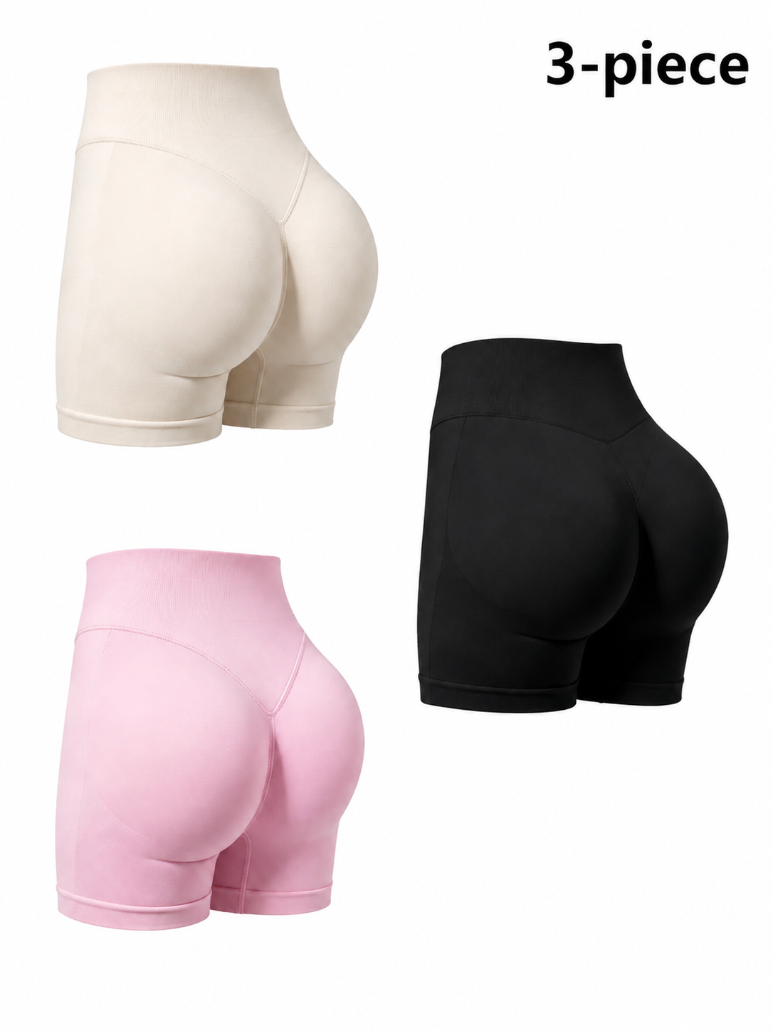 Women's High Waist Seamless Biker Shorts Ribbed Textured 3
