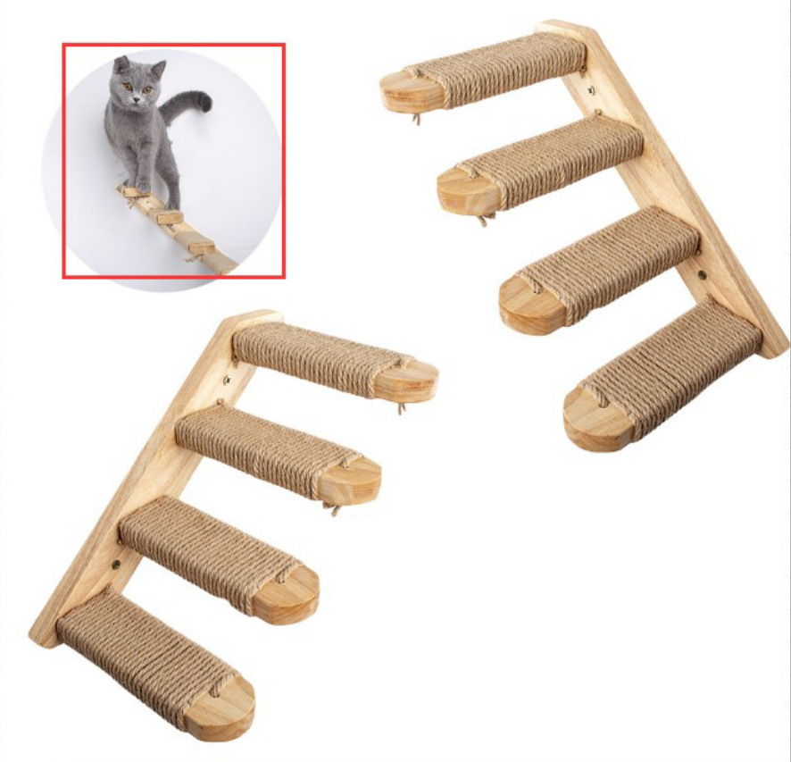 Cat Wooden Wall Hanging Ladder Pine Springboard Stairs