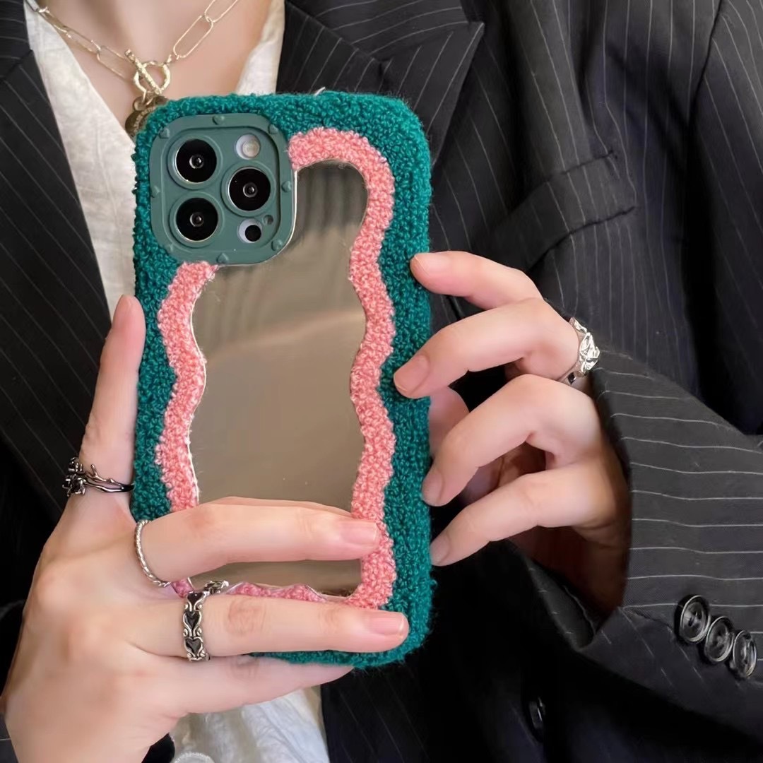 Plush Patch Mirror Mobile Phone Shell