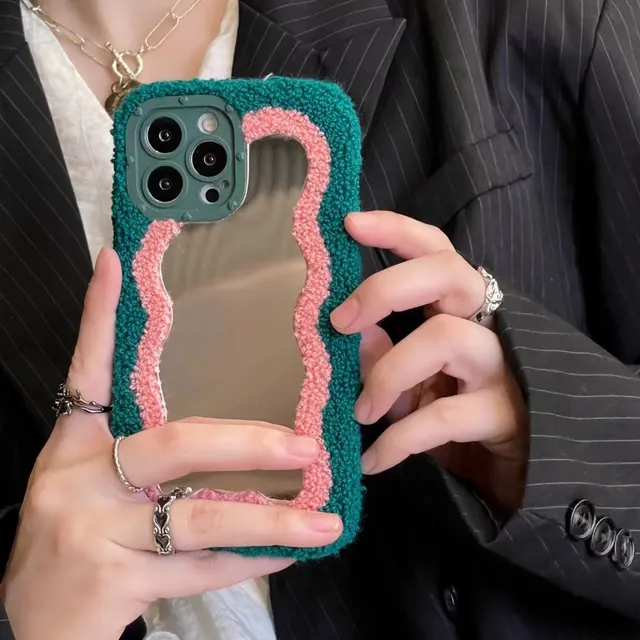 Plush Patch Mirror Mobile Phone Shell 1