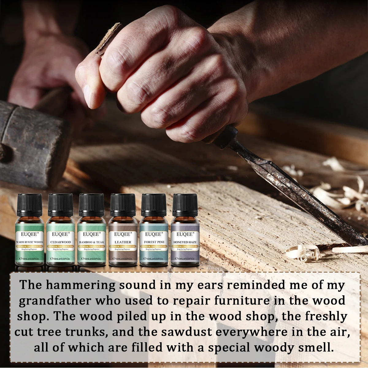 EUQEE 6-teiliges Aromatherapie-Duftöl-Geschenkset - 10ml Zedernholz Bambus & 3