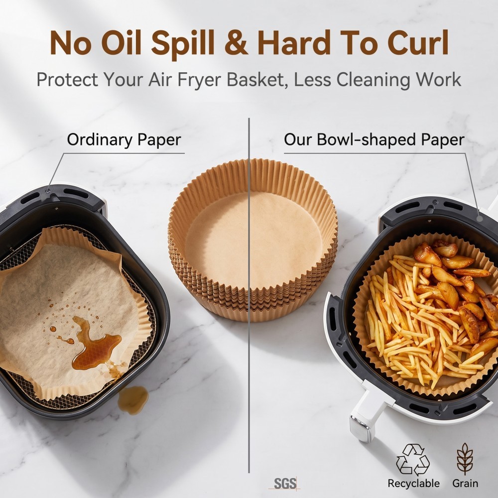 450°F Heat Resistant Round Air Fryer Liners Waterproof 4