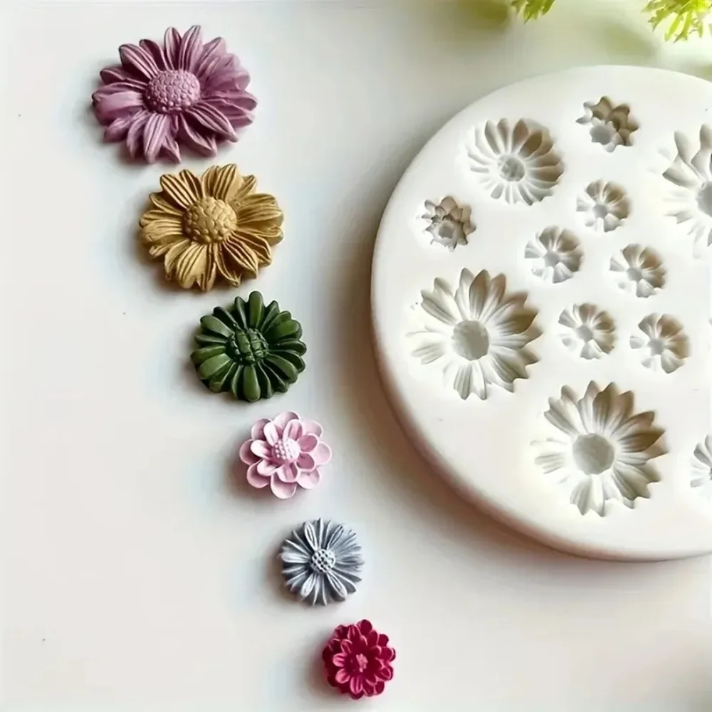 1 Stück Blumen-Silikonform Blumenstrauß Polymer Clay Gießform für
