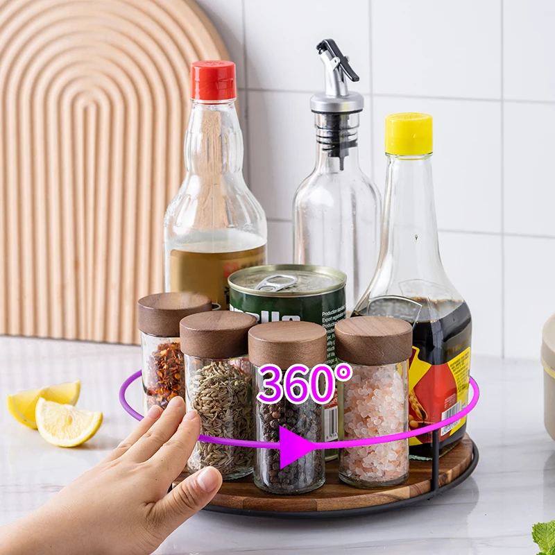 1Pc Küche Rotierenden Gewürz Rack Unter Schrank Organizer 2