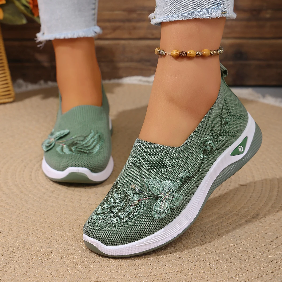 Damen Leichte Langlebige Strick-Sneaker Mikrofaser Atmungsaktiv Frühling Sommer 3