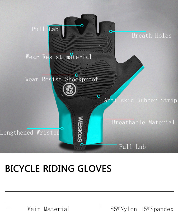 Half Cycling Gloves Men Women Breathable Quick Dry 4