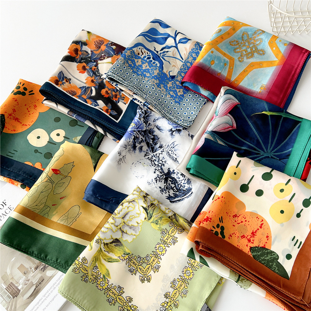 Floral Square Silk Twill Scarf 3