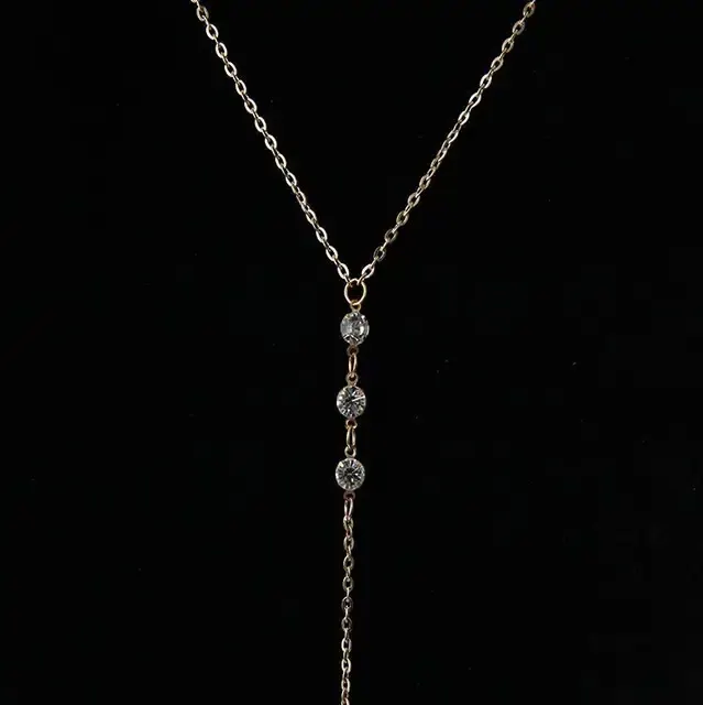 Sexy Style Crystal Back Chain Necklace Shine Gold 2