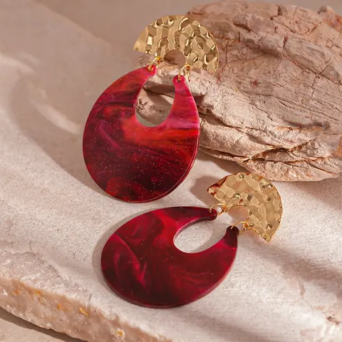 1 Pair Ankara Red U-shaped Earrings For Women