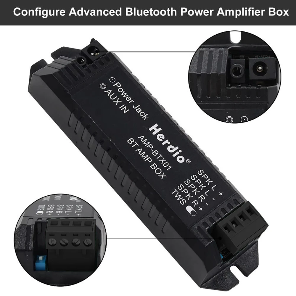 Herdio 2-Kanal-Heimverstärker Audio Bluetooth Aux Mini-Verstärker für Badezimmer-Wand- 3
