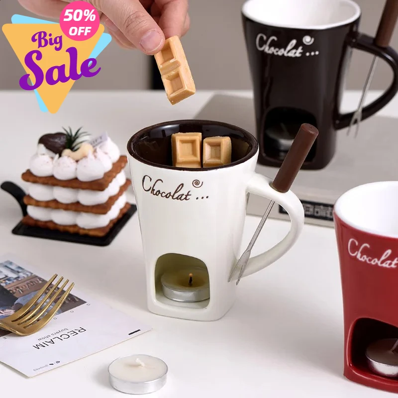 130 ml Schokoladenfondue-Becher Schmelzbecher Pot Keramik Geschmolzene Tassen