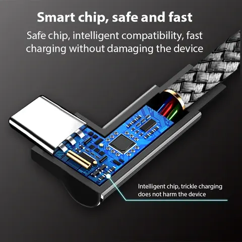 Winkel-USB-C-Schnellladekabel, 6A, 3 m