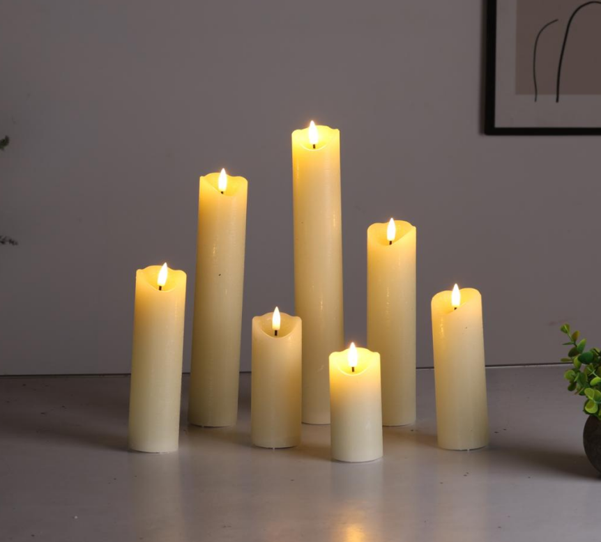 Real Wax LED Wedding Pillar Candles Remote 4