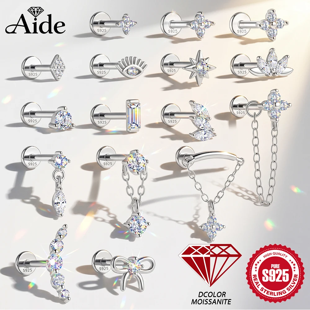 AIDE Zertifizierte Moissanit-Ohrringe 925er-Sterlingsilber Piercing Damenschmuck Wassertropfen Sterne