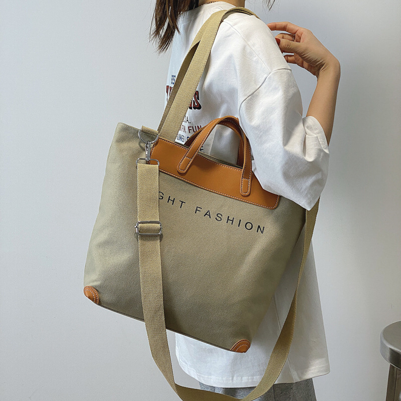 Gestreifte Canvas-Schultertasche für Damen 3