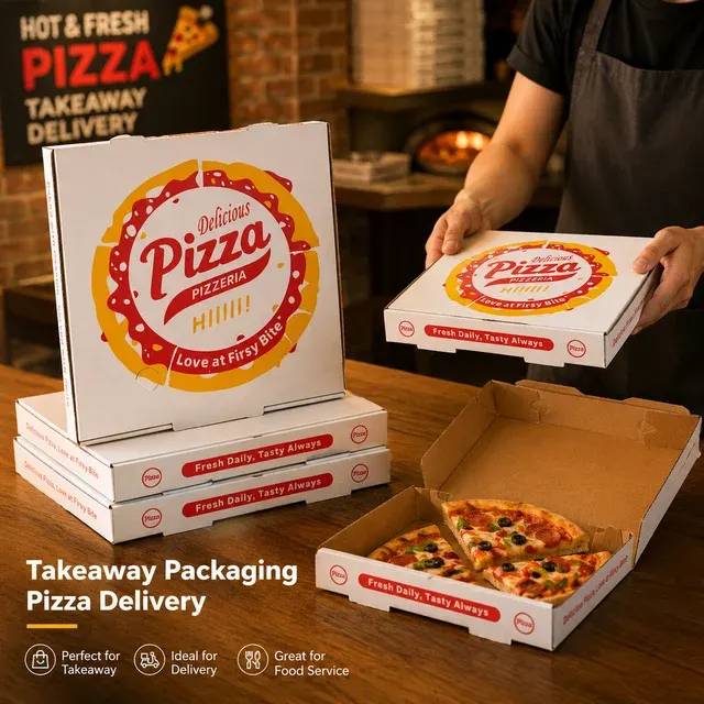 Weißer Wellpappkarton für Pizzeria 3