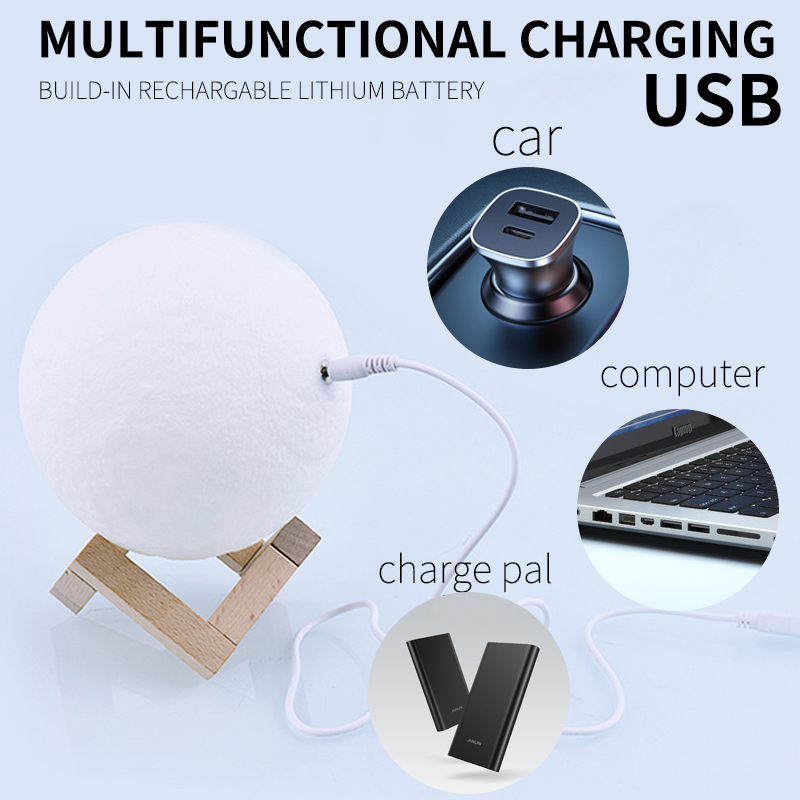 16-Color 3D Moon Lamp with Remote 4